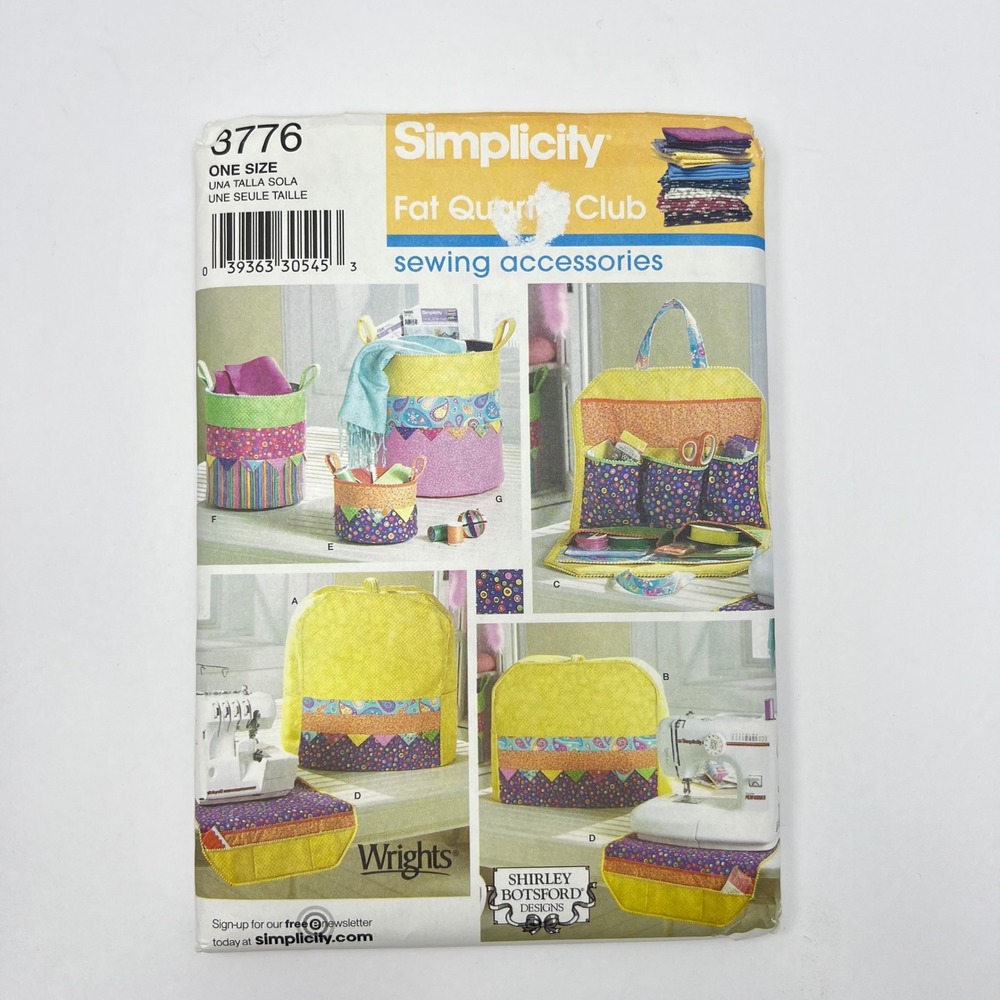 Simplicity Quilting Room Accessories Pattern 3776 Sewing Machine Cover Organizer